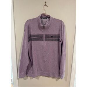 Travis Mathew Purple Striped 1/4 Zip Sweatshirt Men's Large